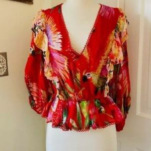 Farm rip tropical print blouse